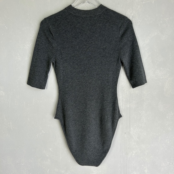 ADAY size M Like a Glove bodysuit high neck short sleeve gray merino wool blend - Picture 7 of 11